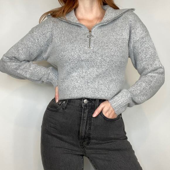 Love by Design EUC Large Gray Half ZIP Chunky Knit Sweater - Picture 1 of 10